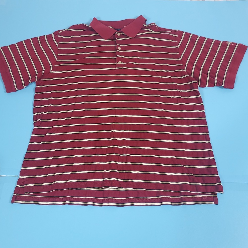 Bobby Jones Golf Polo Shirt Mens Large Flyers Spring Club Ranch Striped Dark Red
